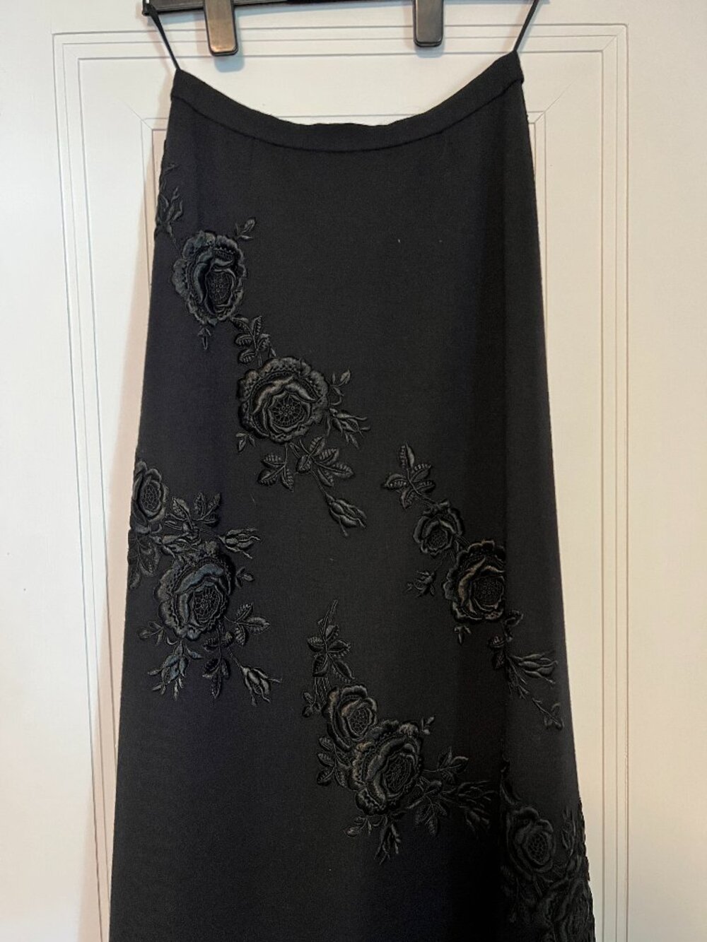 Unique handmade floral black maxi skirt